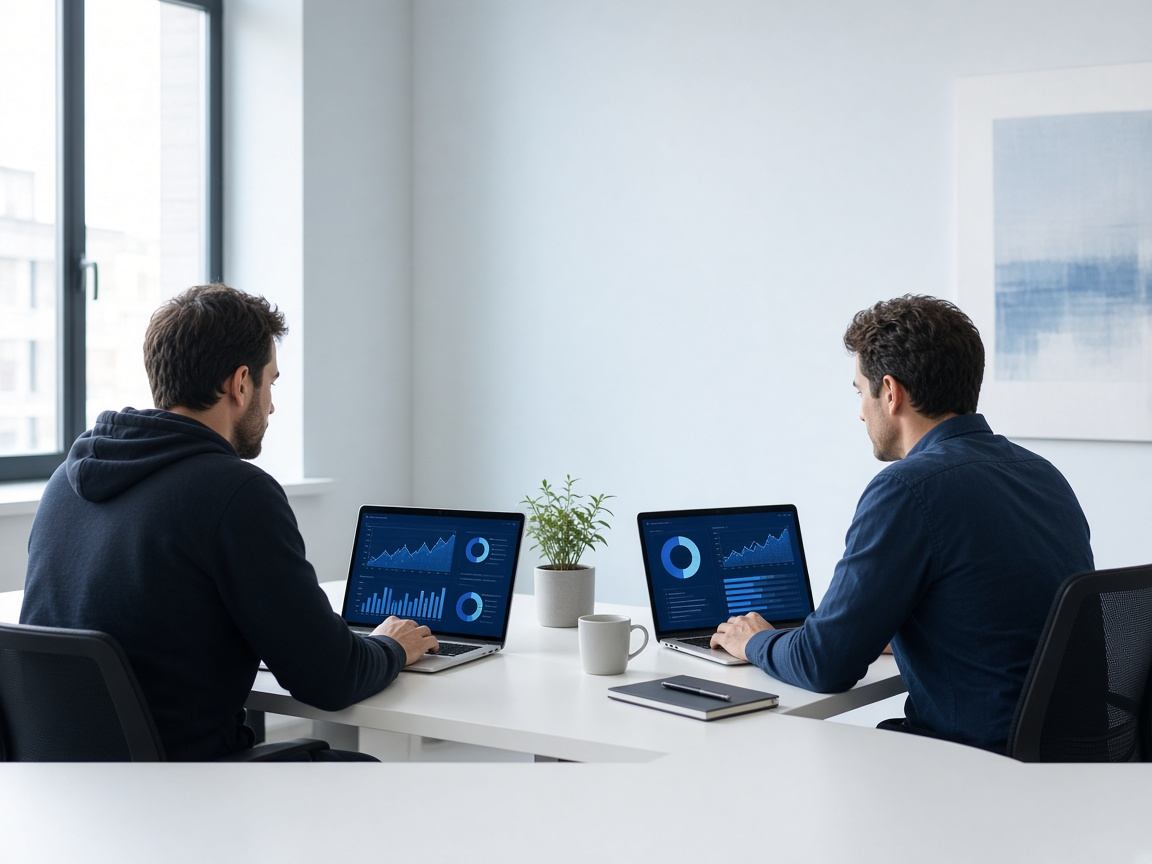 Software engineers working together in a bright studio